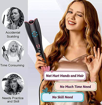 AIKO PRO Auto Hair Curler, Automatic Curling Iron with LCD Display and Timer for All Hair Types, Fast Heating, Auto Shut-Off Curling Wand