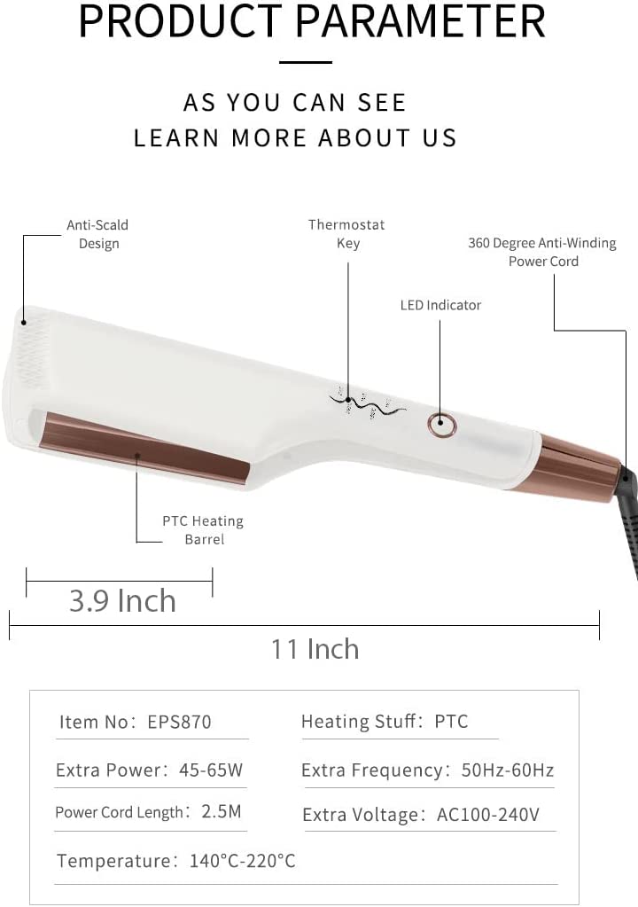 AIKO PRO Double Barrel Ceramic Hair Waver, Beach Wave Egg Roll Curling Iron, 2 Embedded Ceramic Barrels Styling Tool (White, Rose Gold), 1 inch