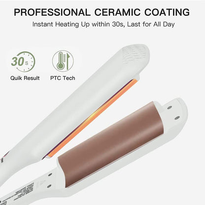 AIKO PRO Double Barrel Ceramic Hair Waver, Beach Wave Egg Roll Curling Iron, 2 Embedded Ceramic Barrels Styling Tool (White, Rose Gold), 1 inch