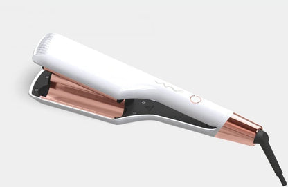 AIKO PRO Double Barrel Ceramic Hair Waver, Beach Wave Egg Roll Curling Iron, 2 Embedded Ceramic Barrels Styling Tool (White, Rose Gold), 1 inch